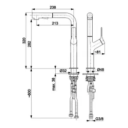 Bateria KFA ARMATURA Duero Design 6623-220-34 Miedź szczotkowana