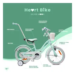 Rower dziecięcy SUN BABY Heart Bike Silver Moon 16 cali dla dziewczynki Miętowy