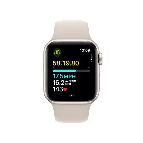Apple Watch SE 2gen GPS + Cellular koperta 44mm z aluminium Księżycowa poświata pasek sportowy Księżycowa poświata S/M