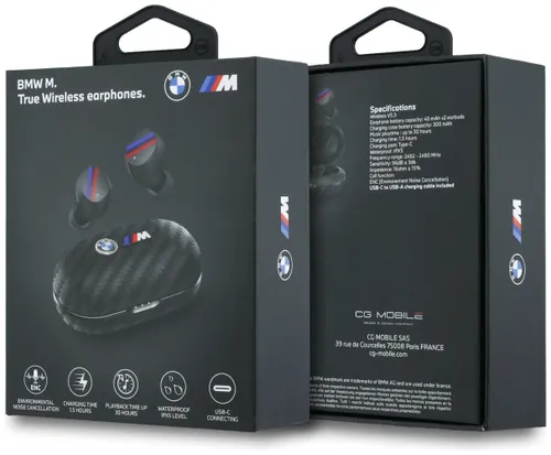 Słuchawki dokanałowe BMW Carbon Metal Logo ENC Czarny