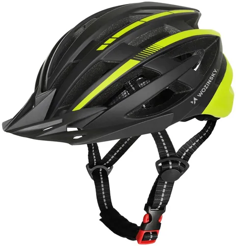 Kask rowerowy WOZINSKY HT-28VCZ Czarno-żółty MTB z lampką (rozmiar M)