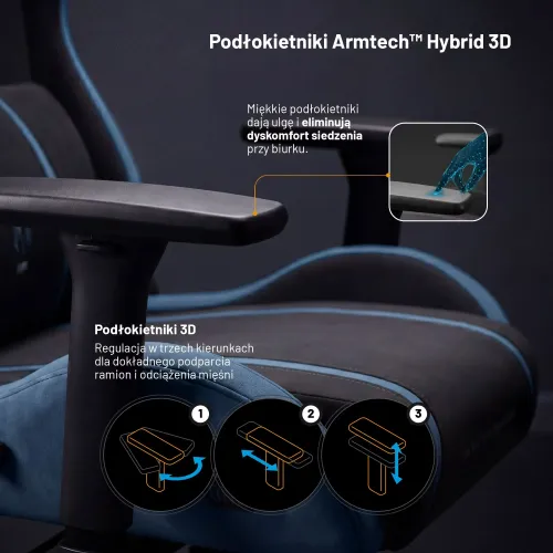 Fotel Diablo Chairs X-One 2.0 Small Night Blue Gamingowy do 90kg Tkanina Czarno-Niebieski