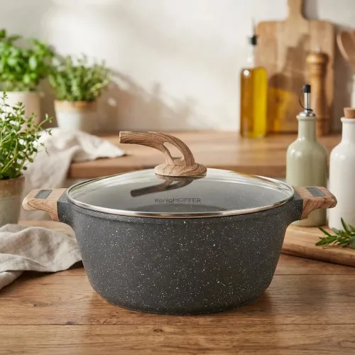 Garnek granitowy typu stone z pokrywką Konighoffer Fegato 6,2 l