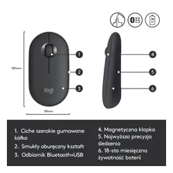 Myszka Logitech Pebble M350 - grafitowy