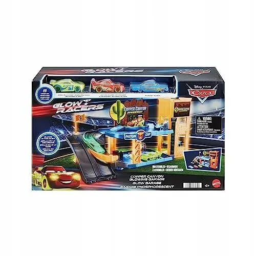 Disney and Pixar Cars Glow Racers Garaż Cooper Canyon Świeci w ciemności