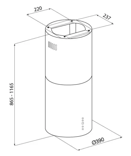 Okap Globalo Cylindro Isola 39.7 Czarny