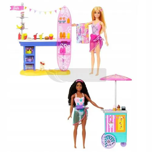 LALKA BARBIE ZESTAW PLAŻOWY 2 LALKI + akcesoria HNK99