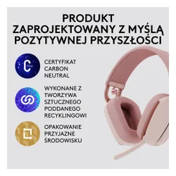 Słuchawki bezprzewodowe z mikrofonem Logitech Zone Vibe 100 Nauszne Różowy