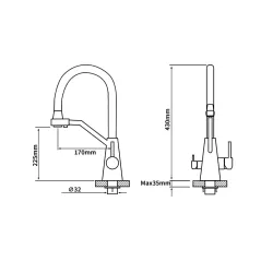Bateria Globalo Olintio Black 1.1 Czarny mat Stal szlachetna