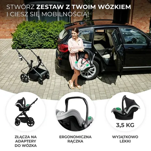Fotelik samochodowy KINDERKRAFT Mink Pro I-Size z bazą 40-75 cm (0-13 kg) Szary