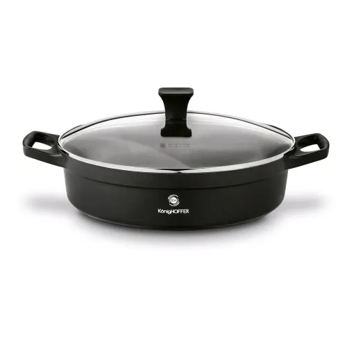 Patelnia aluminiowa nieprzywierająca z dwoma uchwytami i pokrywką KONIGHOFFER Vitello 32 cm