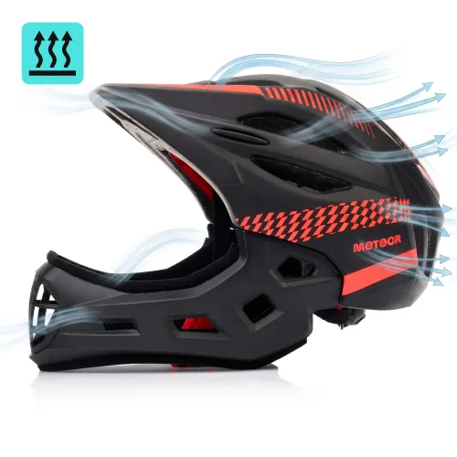 Kask rowerowy full-face METEOR Lupus S 48-52 cm czarny/czerwony