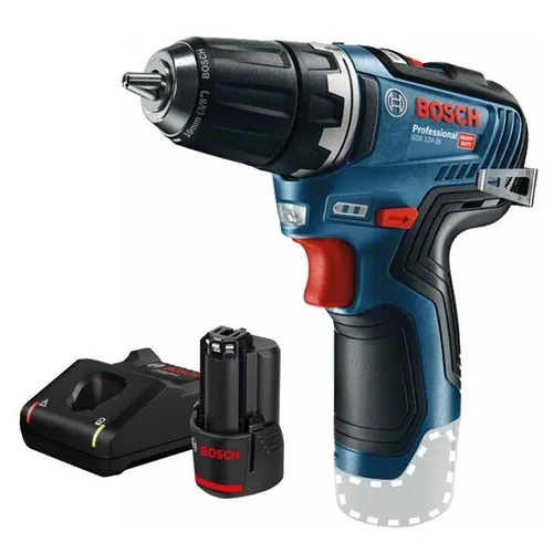 Wiertarko-wkrętarka BOSCH Professional GSR 12V-35 06019H8000 + Ładowarka BOSCH Professional GAL 12V-40 + Akumulator BOSCH Professional 1600Z0002X 2Ah 12V