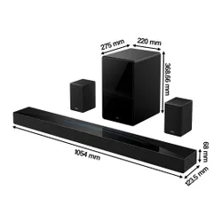Soundbar TCL Q85H Pro Czarny 7.1.4-kanałowy, Bezprzewodowy Subwoofer, 4K, HDMI eARC, Wi-Fi, BT, Dolby Atmos, DTS:X