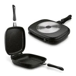 Patelnia grillowa nieprzywierająca dwustronna KONIGHOFFER DOPPIO MARBLE 32 x 24 cm