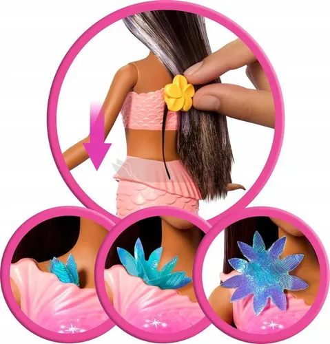 LALKA BARBIE SYRENKA ROZKWITAJĄCE KWIATY syrenka z magicznymi kwiatami JDM73
