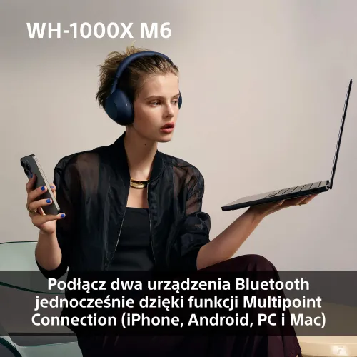 Słuchawki bezprzewodowe Sony WH-1000XM6 ANC Nauszne Bluetooth 5.3 Srebrny