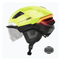 Kask rowerowy z kierunkowskazami ABUS Hyp-e Ace signal yellow