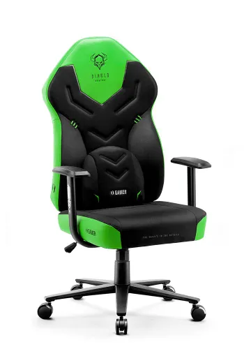 Fotel Diablo Chairs X-Gamer 2.0 Normal Size Gamingowy do 150kg Skóra ECO Tkanina Green emerald