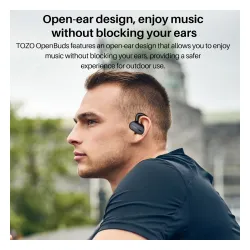 Słuchawki bezprzewodowe Tozo OpenBuds Douszne Bluetooth 5.3 Czarny