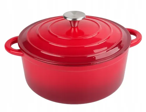Garnek żeliwny emaliowany 28cm 5.9L ciężki indukcja Czerwony KRISBERG
