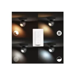 Oświetlenie punktowe Philips Hue White Ambiance Buckram 929003048701 Czarny