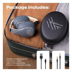 Słuchawki bezprzewodowe PowerLocus P7 Asphalt Grey Nauszne Bluetooth 5.3 Szaro-beżowy