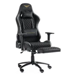 Fotel GAMVIS Phantom Large Czarny (złote elementy) + podnóżek