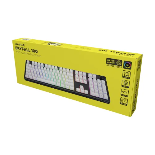 Klawiatura mechaniczna Hator Skyfall 100 Wireless Aurum Lemon Czarno-Szary