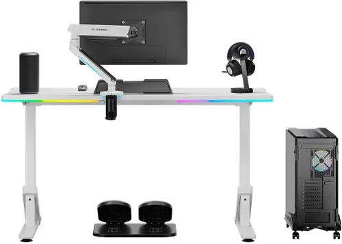 Biurko gamingowe ULTRADESK Iron RGB Biały