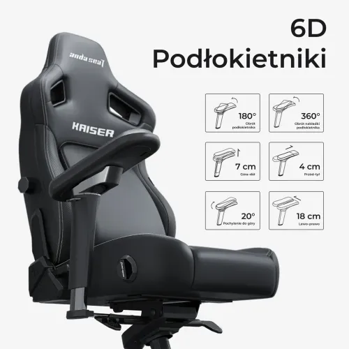 Fotel Anda Seat Kaiser 4 V2 XL Gamingowy do 150kg Skóra ECO Czarny