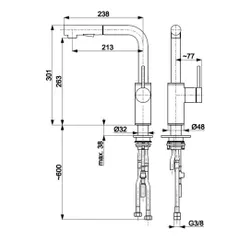 Bateria KFA ARMATURA Duero Basic 6623-110-34 Miedź szczotkowana