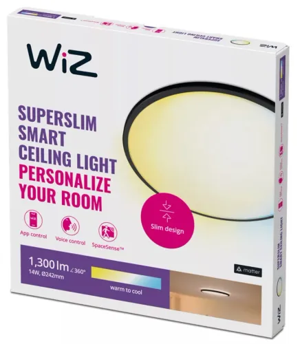 Lampa sufitowa WiZ Superslim 14W Czarny
