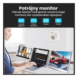 Monitor Extralink Smart Life S880 2-Screen 16" Full HD IPS 60Hz do laptopa 12" do 18,5"