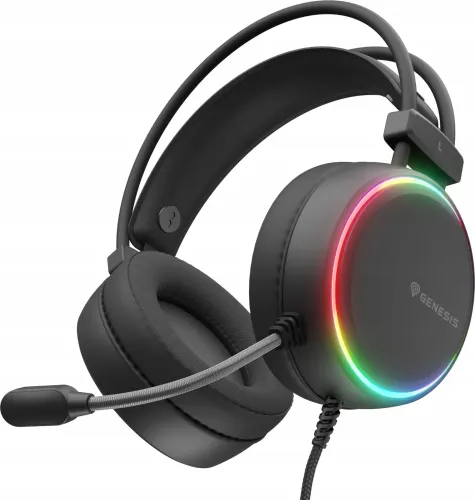 Słuchawki przewodowe z mikrofonem Genesis Neon 613 G2 RGB Nauszne Czarny