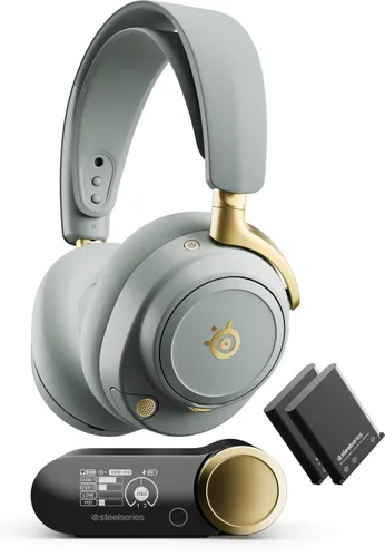 Słuchawki STEELSERIES Arctis Nova Elite Bezprzewodowe, Nauszne, ANC, Dźwięk przestrzenny Szaro-złoty