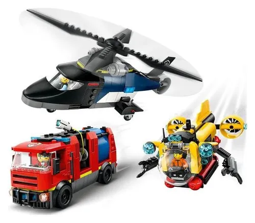 LEGO City 60462 Zestaw z helikopterem, wozem strażackim i łodzią podwodną