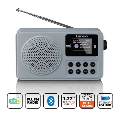 Radioodbiornik Lenco PDR-034GY Radio FM DAB+ Bluetooth Szary
