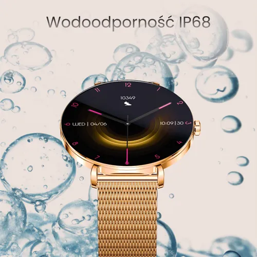 Smartwatch FOREVER SB-370 Lucca Różowe złoto + Pasek łaciaty