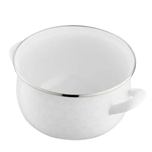 Garnek emaliowany z pokrywką EMALIA POLSKA PLESZEW PYZA DIAMOND BIAŁY 3,8 l