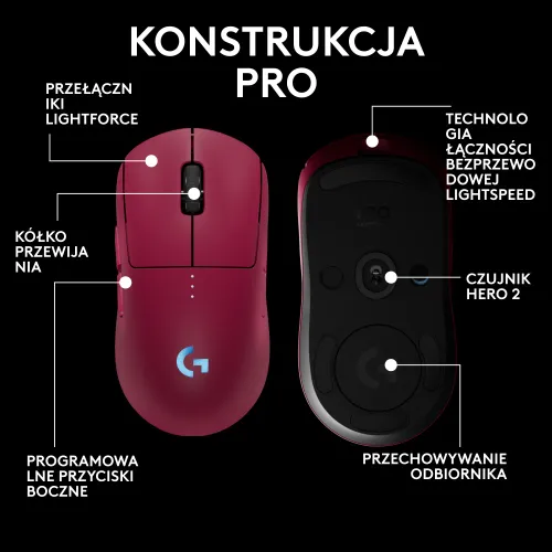 Myszka gamingowa Logitech G Pro 2 Lightspeed Różowy