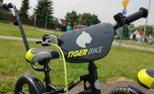 Rower dziecięcy SUN BABY Tiger Bike 12 cali dla chłopca Czarno-pomarańczowo-turkusowy