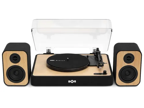 Gramofon House of Marley Revolution + Głośniki (EM-JT304-SB) Manualny Napęd paskowy Bluetooth Czarno-beżowy