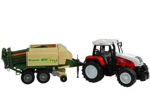 Duży Traktor Z Maszyną 65Cm Ruchome Elementy Napęd Prasa Do Słomy 2 Kolory