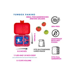 Yumbox Panino orta dikdörtgen öğle yemeği kutusu-roar red / polar bear tray