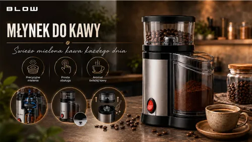 Młynek Do Kawy Elektryczny Żarnowy Grinder Mocny 150W 100 g Cicha Praca