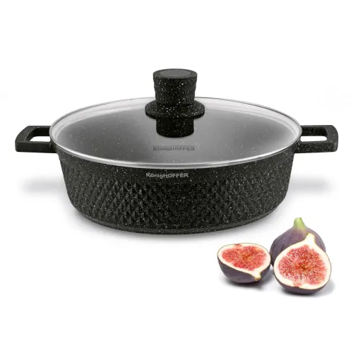 Patelnia marmurowa na indukcję krótkie uchwyty Konighoffer Escuro 28 cm