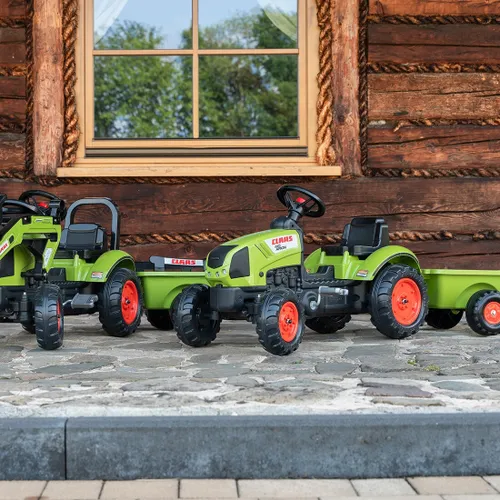 Falk Traktor Claas Zielony na Pedały z Przyczepą + Klakson od 2 Lat.