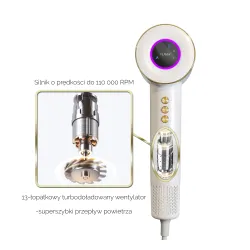 Suszarka do włosów Zehnder Flavia Jonizacja Dyfuzor Zimny nawiew 1600W 3 prędkości 3 temperatury Biały