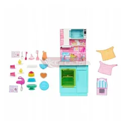 LALKA BARBIE KUCHNIA PIECZENIE zestaw do zabawy z dwiema lalkami HJY94